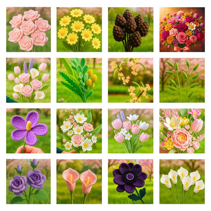 900+ Flower Bouquet Crochet PATTERN Bundle Amigurumi Digital Mother Day Floral Stem Pot Plant Spring Sun Wedding Rose Tulip Daisy Grad Gift