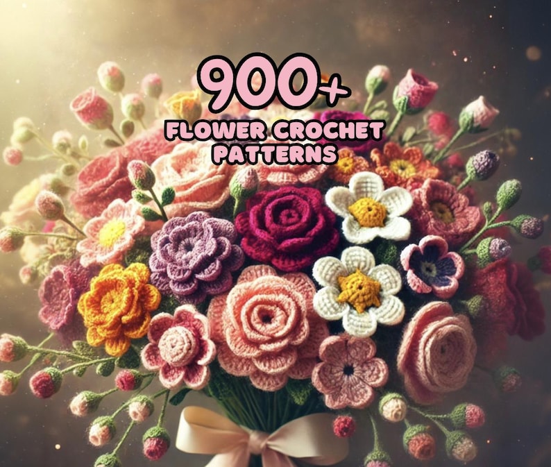 900+ Flower Bouquet Crochet PATTERN Bundle Amigurumi Digital Mother Day Floral Stem Pot Plant Spring Sun Wedding Rose Tulip Daisy Grad Gift