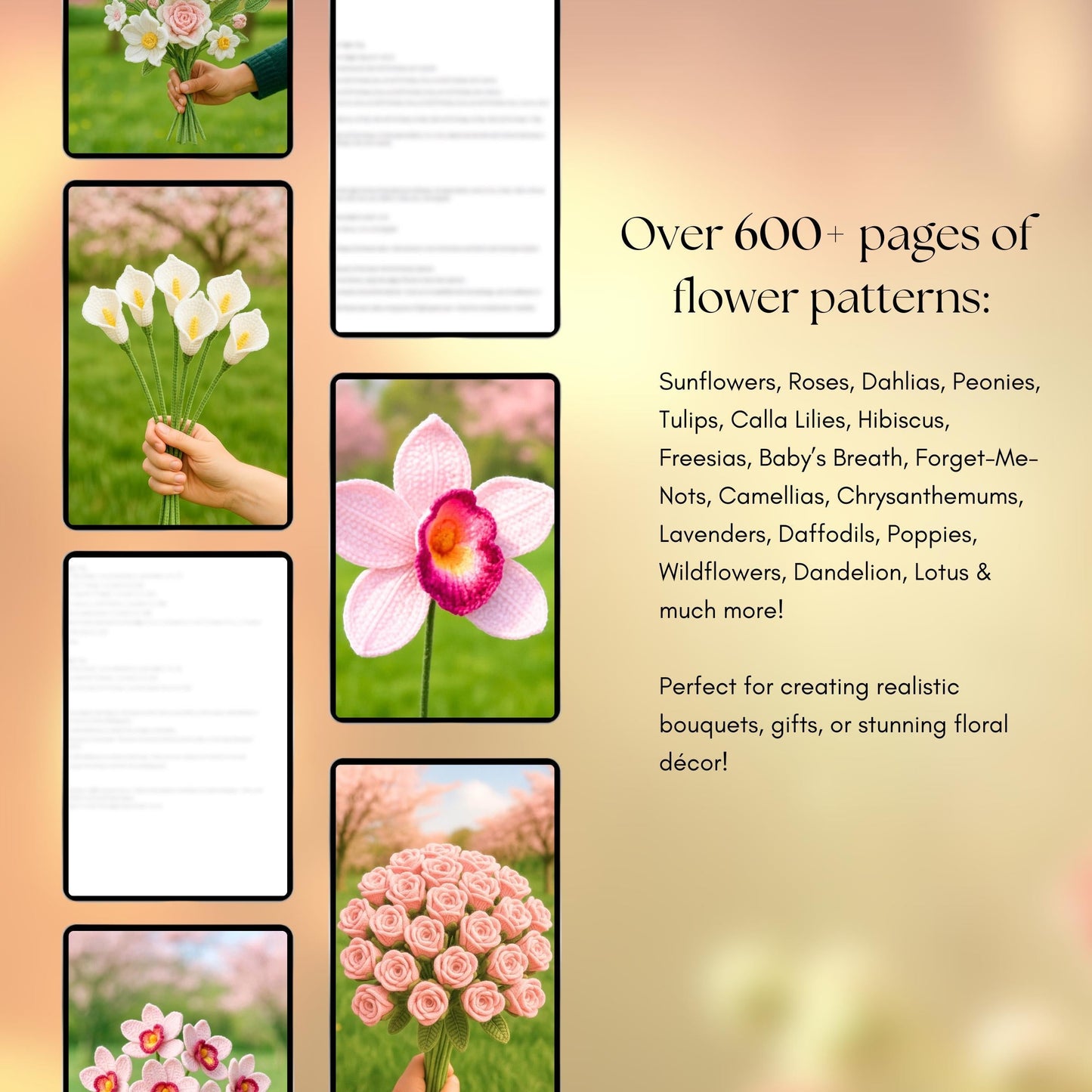 600+ Flower Bouquet Crochet PATTERN Bundle