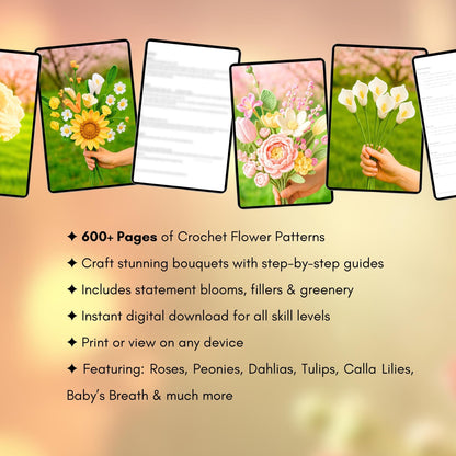 600+ Flower Bouquet Crochet PATTERN Bundle